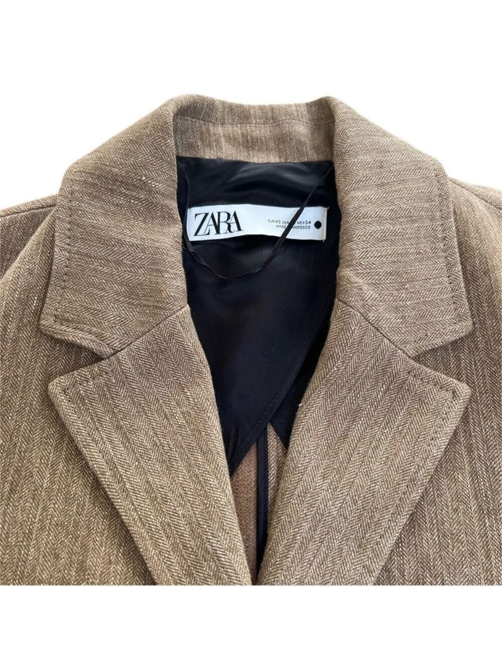 NWOT Zara Rustic Brown Linen Cotton Fall/Winter Trench Coat - Size XS - Picture 10 of 16